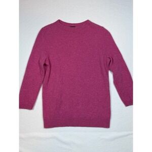 Talbots Pure Cashmere Crew Neck Sweater Magenta Pink Size L (actual SM)